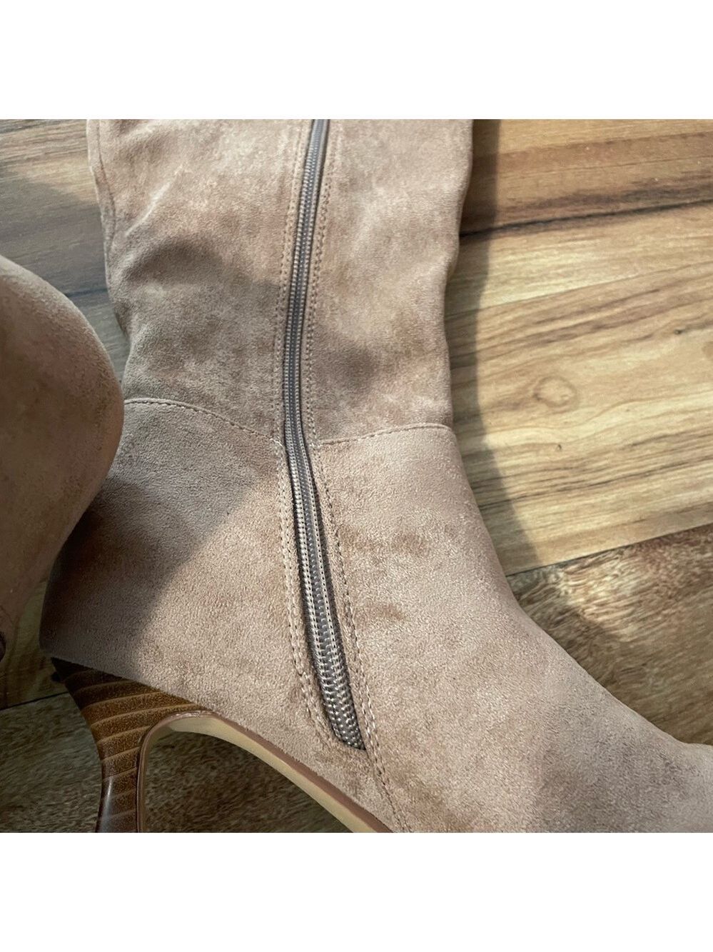 Women's Tan Suede Knee High Boots Size 5.5 - Picture 10 of 12